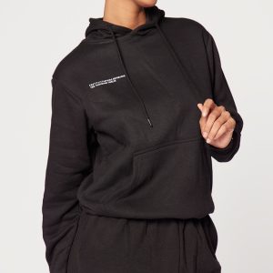 PRETTYLITTLETHING Logo Black Est 2012 Oversized Fit Hoodie