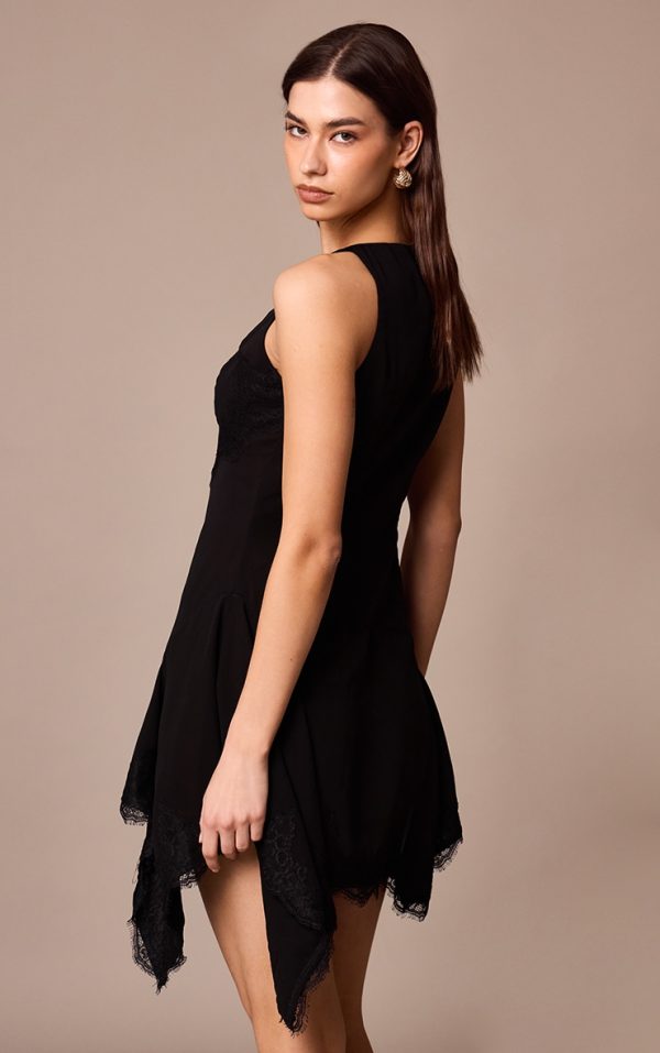 6e432955b77819d8cdef9cebecc823ef1ef3e7d1_CNM4357_2_black_chiffon_sheer_lace_trim_plunge_bodycon_dress