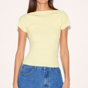 Butter Cream Rib Knit Backless Top