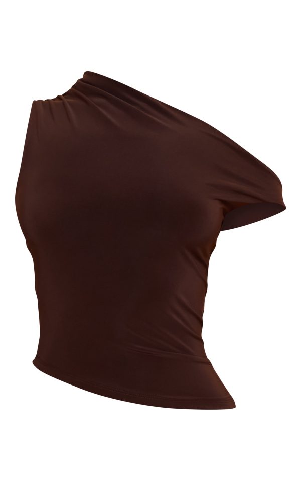 6e99963378af3f5e065a69473673542f25374b45_CNM9240_5_chocolate_double_layered_slinky_one_shoulder_longline_top