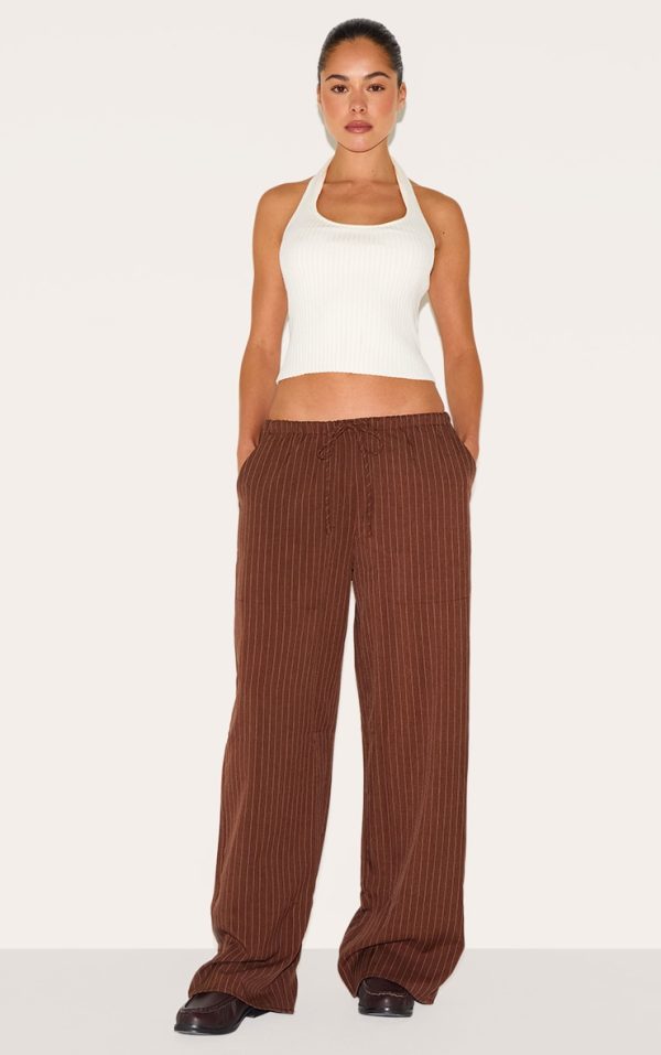 6ea60f8eacb6b825fa95605a724a9f9c459365af_CNL7449_1_chocolate_pinstripe_woven_drawstring_low_rise_relaxed_trousers