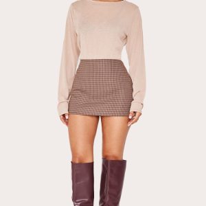 Petite Multi Check Print Low Waist Micro Mini Skirt