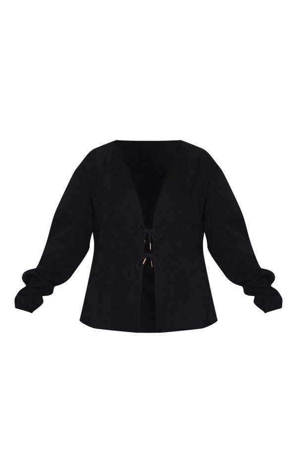 6fa8c191181785abaa056ebe7c132ba47f300838_CNM2109_5_black_ruched_side_long_sleeve_plunge_top