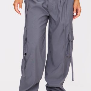 Dark Grey Lightweight Shell Low Rise Cargo Ttrousers