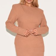 7035405da3b2bf06cac9e4168582b8b1aa32175d_CNM6310_1_shape_mocha_linen_boat_neck_shoulder_pad_mini_dress