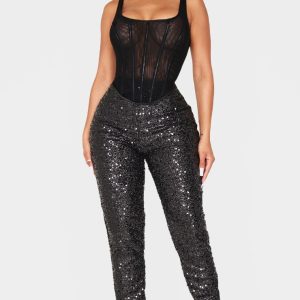 Shape Black Sequin Trousers