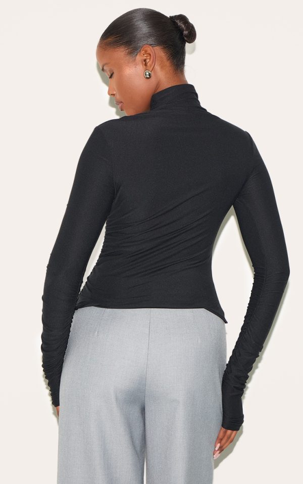 7121f75f3723f0dd4a459f011938d0ad07f658b2_CNL8982_2_black_soft_touch_high_neck_ruched_sleeve_top