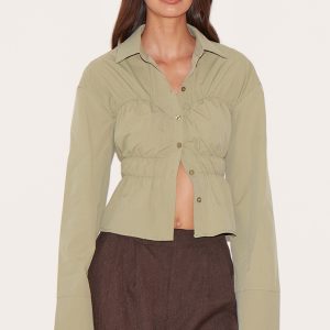 Sage Shirred Shirt