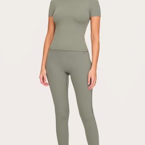 Tall Olive Contour Sculpt High Waisted Gym Leggings