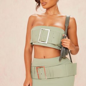 Shape Khaki Woven Belted Bandeau