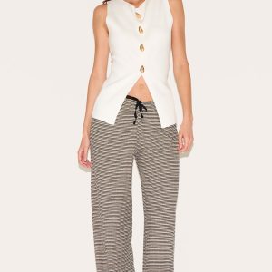 Stone Striped Contrast Drawstring Slouchy Trousers