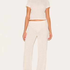 Almond Textured Straight Leg Trousers