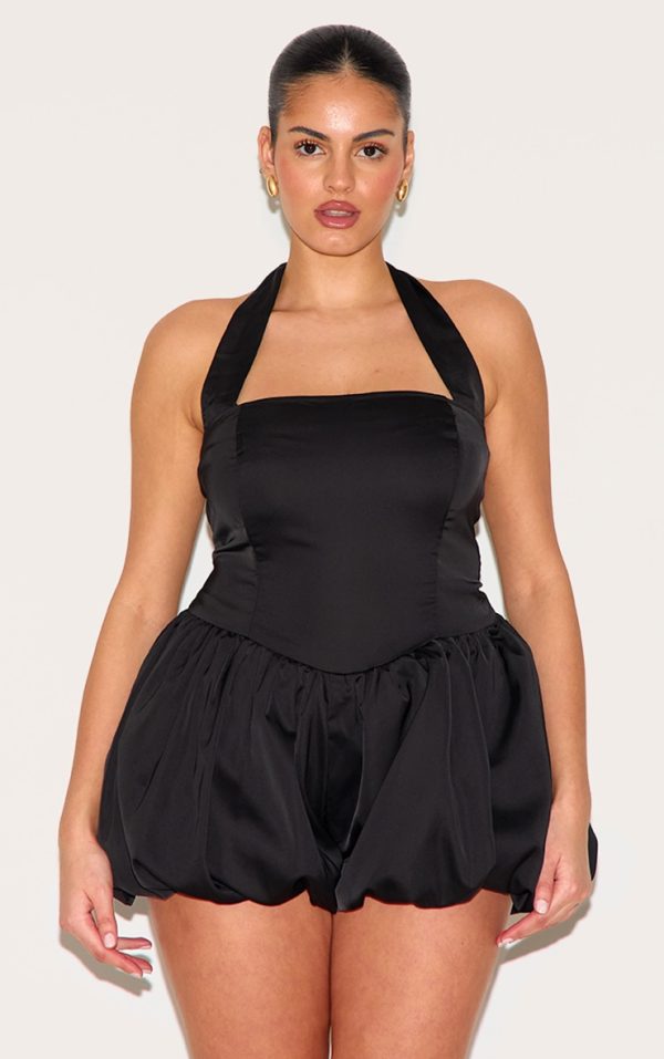 72c9fd391b759f3eea64ebda69753773ce54fb43_CNM2028_1_plus_black_satin_halter_neck_puffball_playsuit