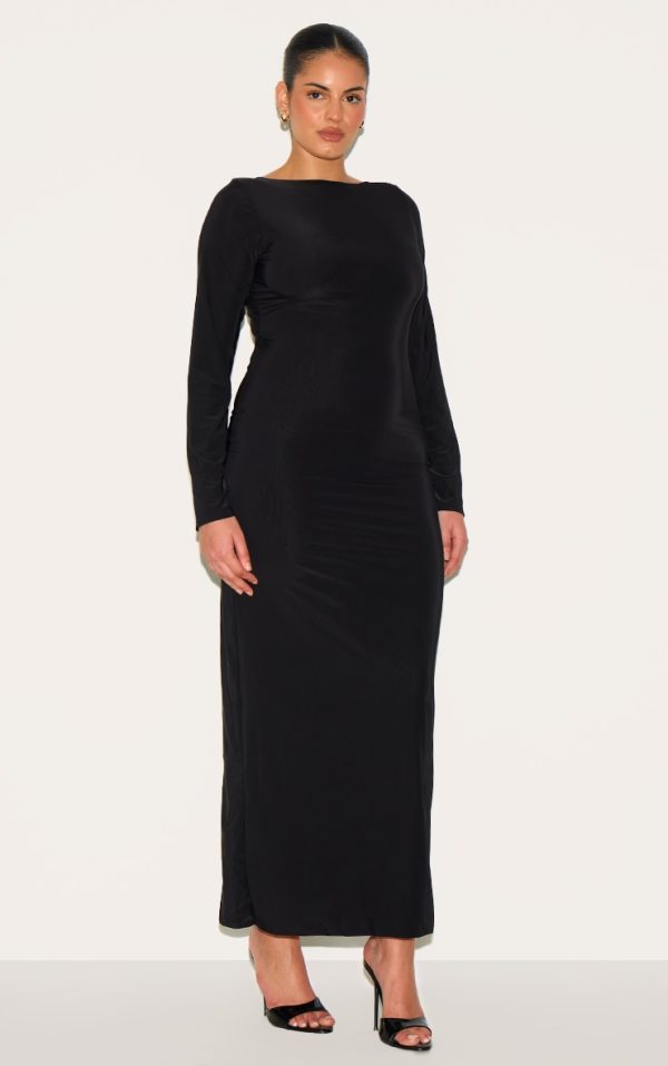 72d86980ca1ce2b0b118e40b2b619e1448f91f50_CNM3027_3_plus_black_double_layer_slinky_flared_sleeve_midaxi_dress-1
