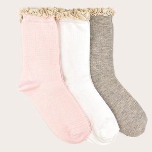 Grey Tonal Frill Pack Of 3 Socks