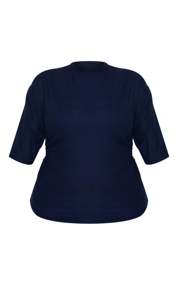 7360b36119d8eb7a31cbe019881617b6d9864572_CNM2626_5_plus_navy_soft_touch_ruched_oversized_short_sleeve_t_shirt