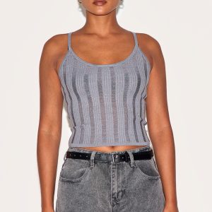 Charcoal Ladder Knit Cami Top