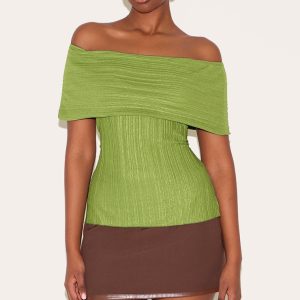 Green Rib Style Fold Over Top