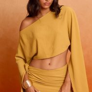 751177737d46904f324b655021e0684c60c6ab3a_CNM7619_5_deep_mustard_floaty_woven_knot_side_mini_skirt