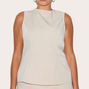 Plus Sand Woven Mid Rise Mini Skirt