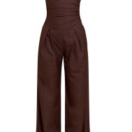 75a37ca8fb4ea17078166a5bb1d545ee1b59bc6d_CNM0442_5_chocolate_woven_ruched_one_sleeve_jumpsuit