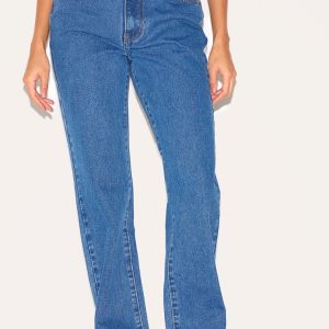 PRETTYLITTLETHING Dark Blue High Waist Straight Leg Jeans