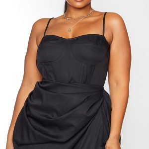 Plus Black Structure Corset Top