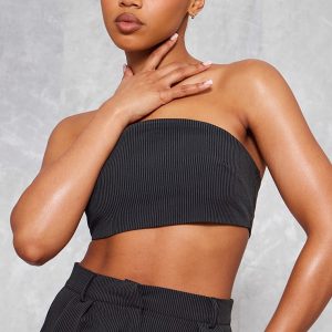 Black Pinstripe Bandeau