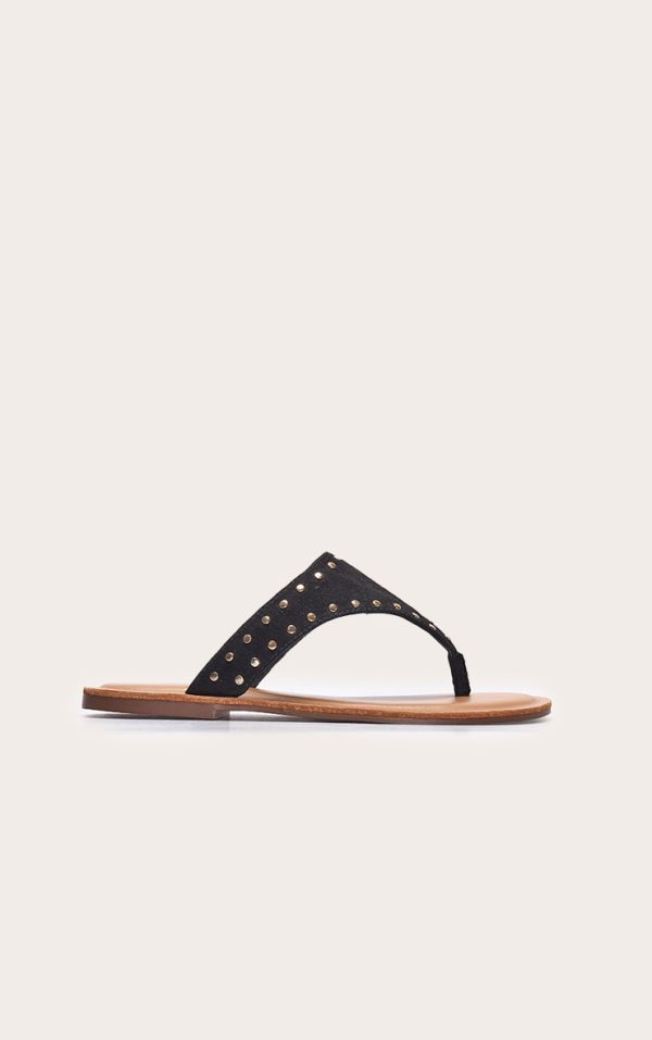 76fce8f477a08eaff2941bb8b1edd461c6241419_CNL7094_1_black_faux_suede_stud_detail_toe_thong_flat_sandals