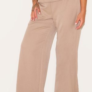 Plus Sand Tailored Design Fold Over Trousers