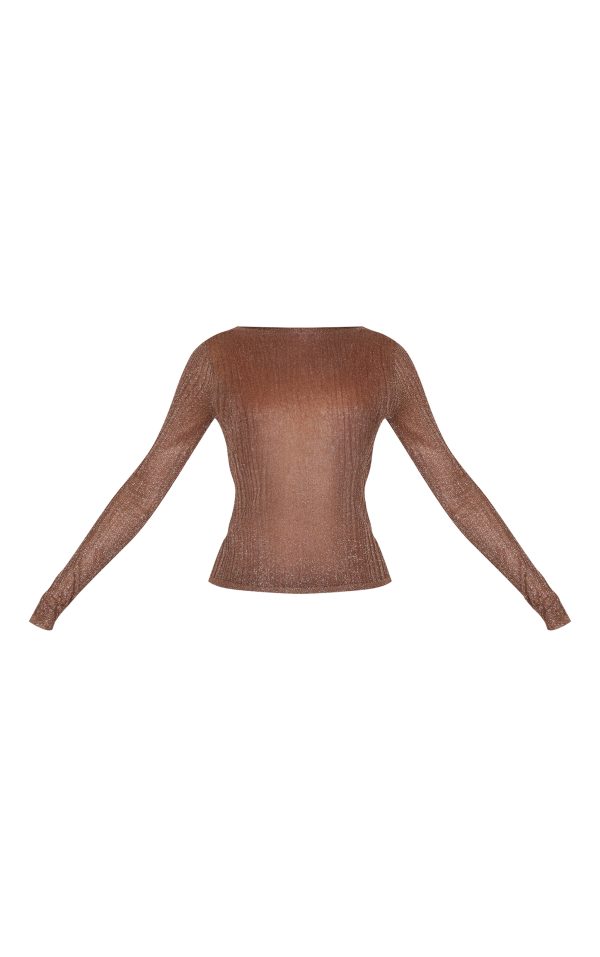 77298f88647253c5efdbf1f5aed9bc0125396cf5_CNL7721_5_chocolate_sheer_knit_long_sleeve_boat_neck_top