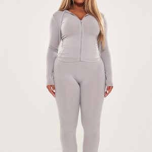 Shape Grey Sculpted Foldover Waist Flare Trousers