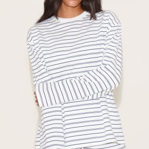 Navy Striped Long Sleeved Top