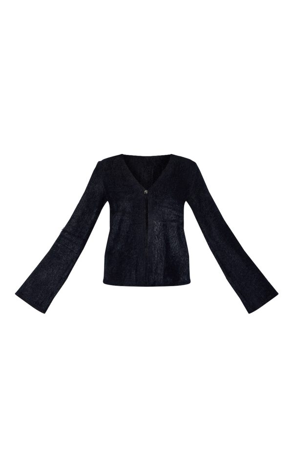 77840f69662995290b0d2ec86e6ef273f844092b_CNM2121_5_black_textured_v_neck_button_cardigan-1