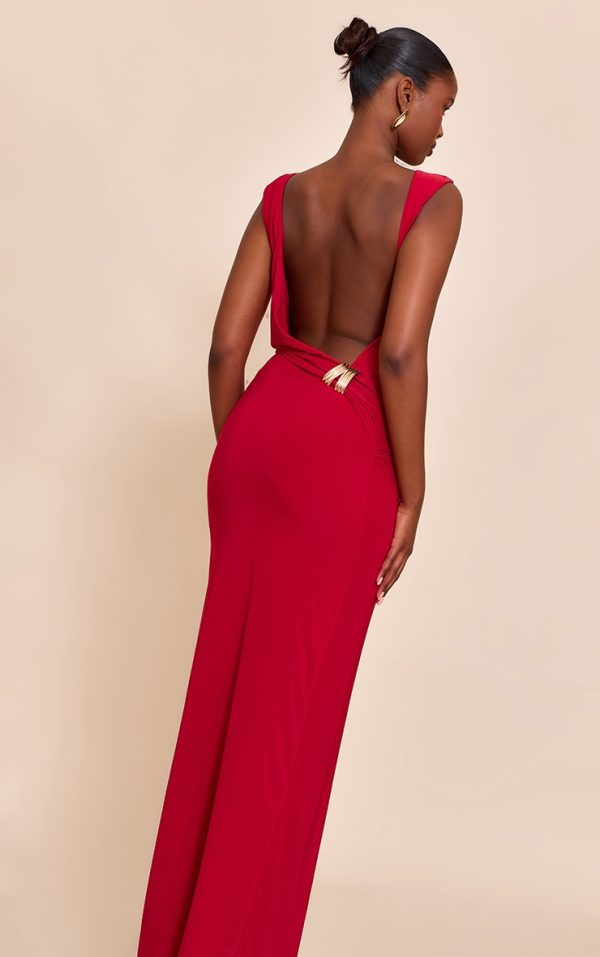 77d2d9958d98d0246dac4df3c915963e6c5fb817_CNN3471_1_red_double_layer_slinky_low_back_trim_detail_maxi_dress