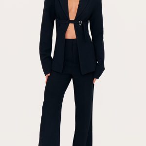 Tall Black High Waisted Tailored Trousers