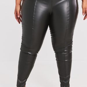 Plus Black Faux Leather Stretch Leggings