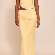 7a64652e480384ff156bdd82e4b8ca731c1f4073_CNM9237_1_butter_yellow_double_layered_slinky_twist_drape_maxi_skirt