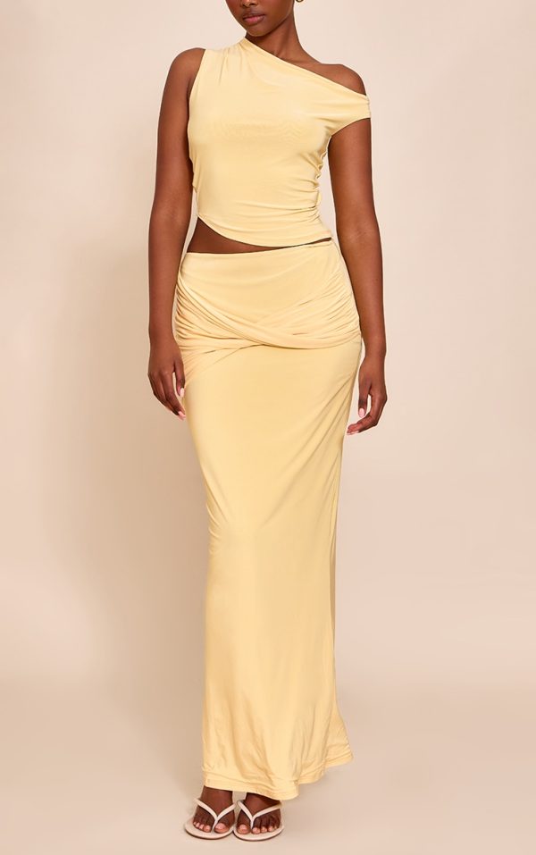 7a64652e480384ff156bdd82e4b8ca731c1f4073_CNM9237_1_butter_yellow_double_layered_slinky_twist_drape_maxi_skirt