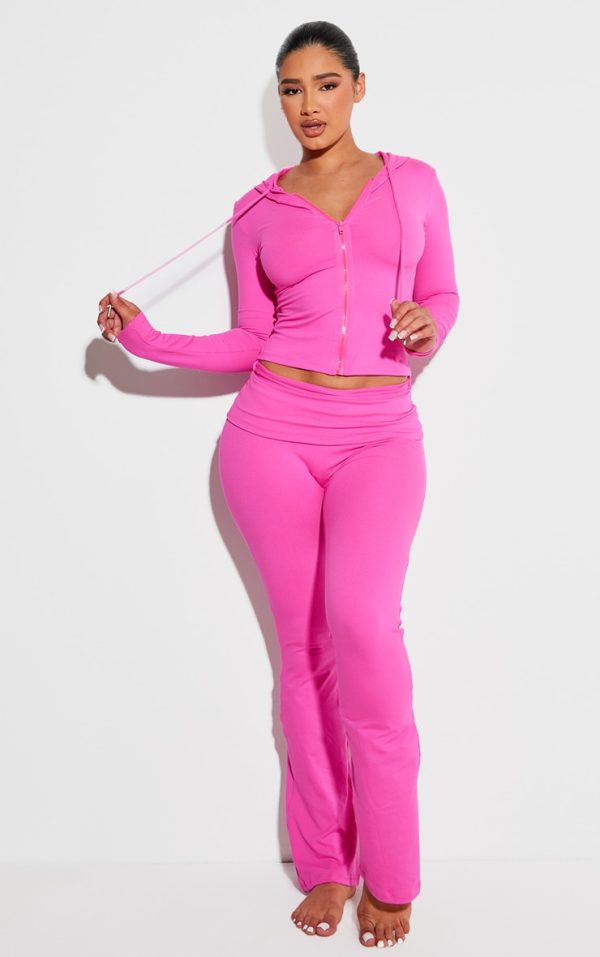 7a6e48ba6e2b8d1e82f30ddfcf1e59c27ba0136a_CNJ0236_1_shape_hot_pink_sculpted_foldover_waist_flare_trousers