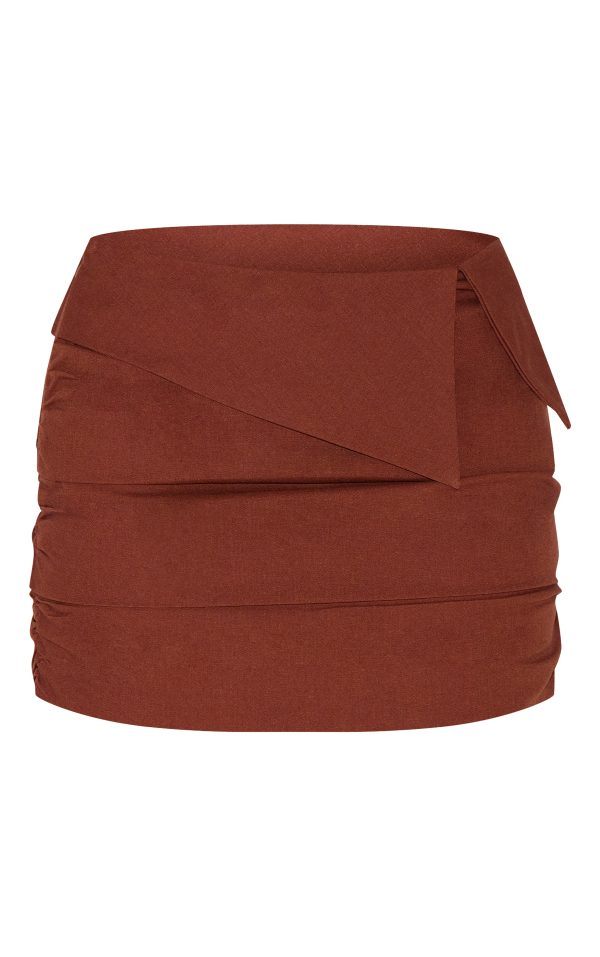 7a788e41d539f5bcaee8f994709c608220c7d71c_CNM4240_6_chocolate_linen_blend_foldover_ruched_mini_skirt