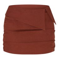 7a788e41d539f5bcaee8f994709c608220c7d71c_CNM4240_6_chocolate_linen_blend_foldover_ruched_mini_skirt