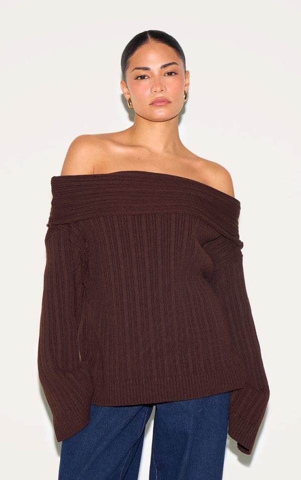 7aa6885396c78dc00db4614b4cee17764204255c_CNM5513_1_petite_chocolate_knit_off_the_shoulder_jumper