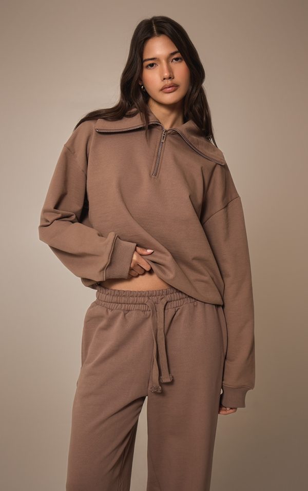 7adafb410eb177e7744903d1d0b7a5c3f71cb91d_CNM6493_1_mocha_premium_loopback_quarter_zip_foldover_sweatshirt