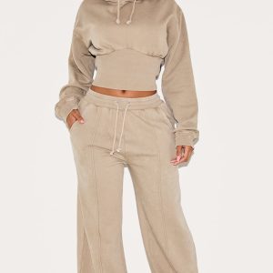 Shape Mocha Sweat Seam Detail Wide Leg Joggers