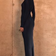 7bd6e2861b89462d55be1110150098fa14e4a7e9_CNM5247_2_plt_label_navy_double_layer_mesh_ruched_sleeve_detail_maxi_dress
