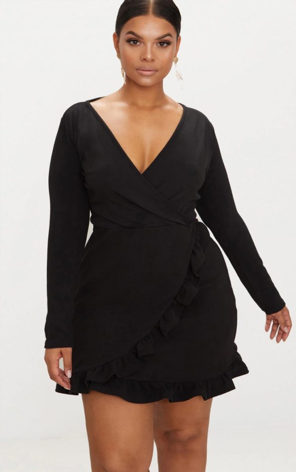 7c2555d02cb5d7bc8d3c9e02e3ac130cfec1ade3_CLW1365_1_plus_black_long_sleeve_ruffle_wrap_dress