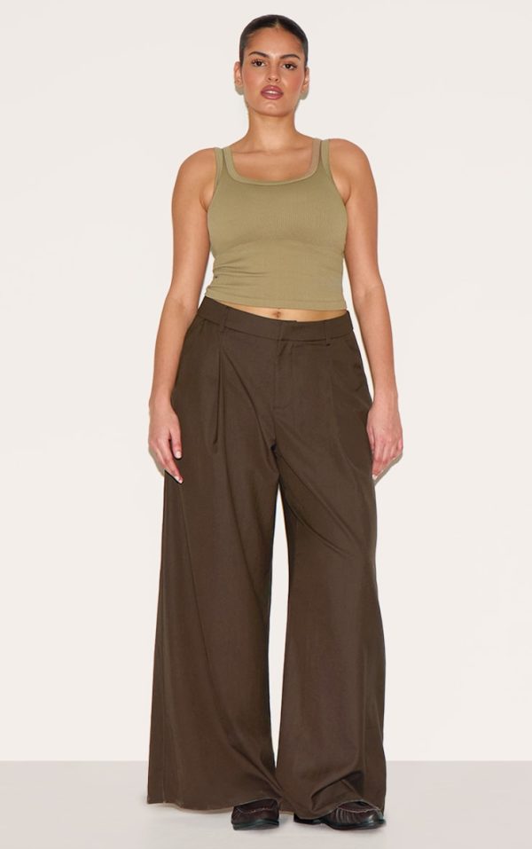 7c96ef8f52b4faf135422123eec72ba356495817_CNL9937_1_plus_chocolate_black_woven_double_pleat_wide_leg_trouser