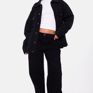 Washed Black Low Rise Faded Boyfriend Jeans