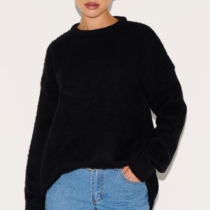 Black Soft Knit Oversized Jumper